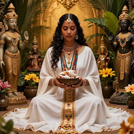 Santeria Priestess in Ceremonial Attire