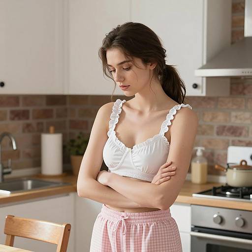 Young Woman in Bright Kitchen Setting