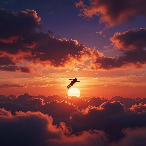 Surreal Silhouette Soaring at Sunset