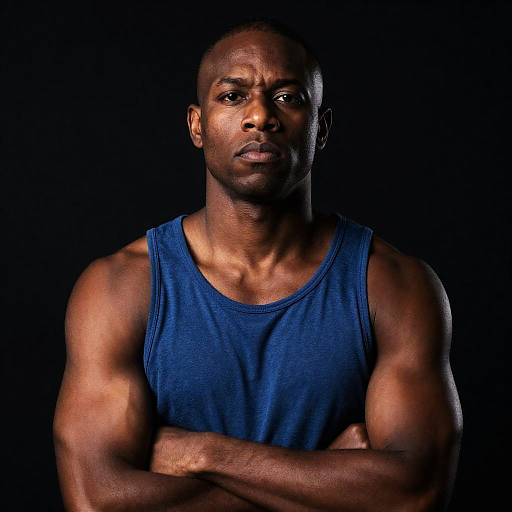 Dynamic Portrait of a Muscular Black Man