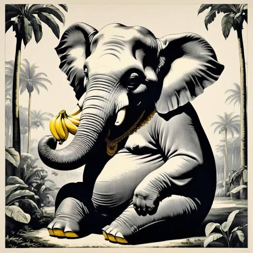 Anthropomorphic Elephant Lithograph