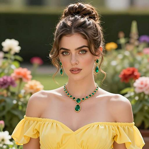 Elegant Woman in Vibrant Garden Portrait