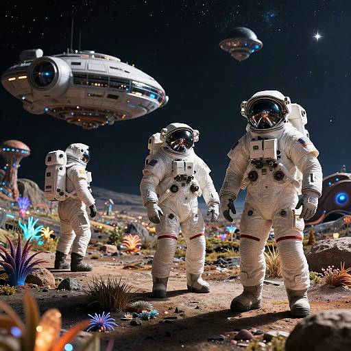 Futuristic Astronauts on Alien Planet