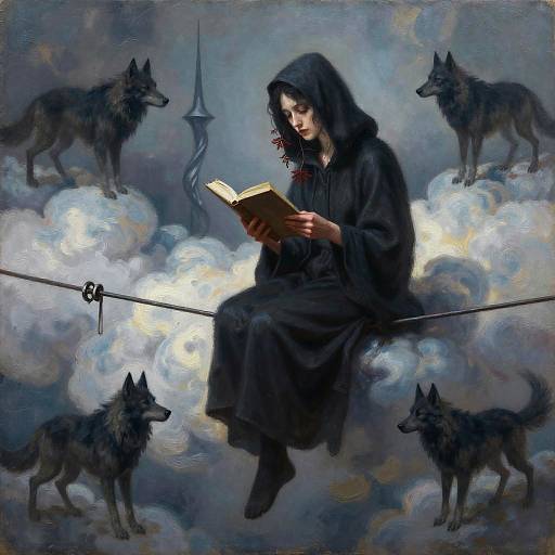 Surreal Hooded Woman on Wire