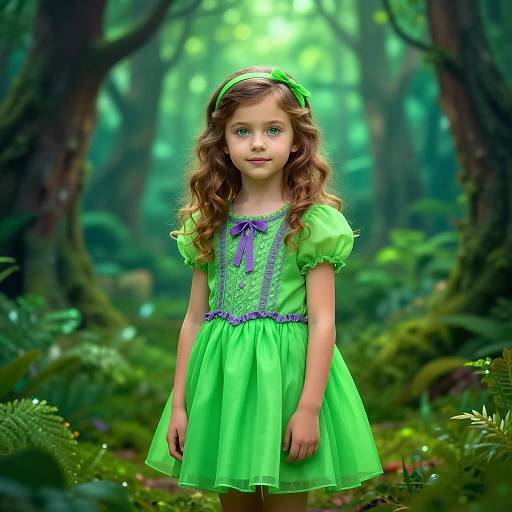 Whimsical Forest Girl with Emerald Eyes