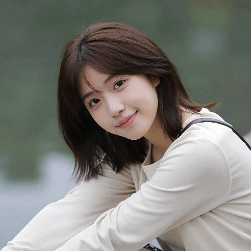 Portrait of Smiling Woman by Water