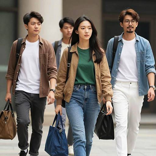 Three Boys and One Girl in Denim