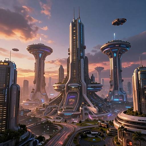 Futuristic Megastructures in Sci-Fi City