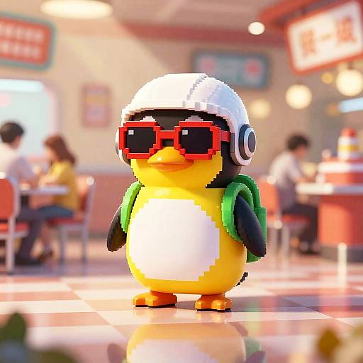 Pixel Art Penguin at Retro Diner