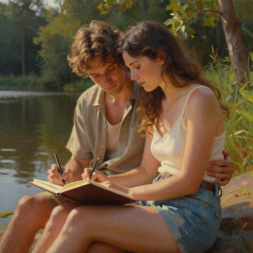 Intimate Summer Couple by Lake