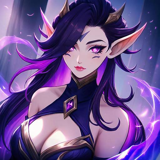 Illustration of Morgana (league of legends), league of legends in the style of Suito