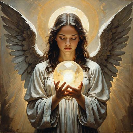 Solemn Angel with Glowing Orb Painting Solemn Angel with Glowing Orb Painting