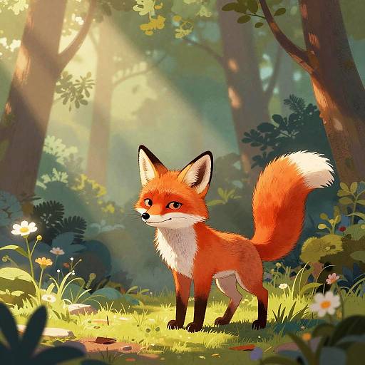 Playful Red Fox in Storybook Forest