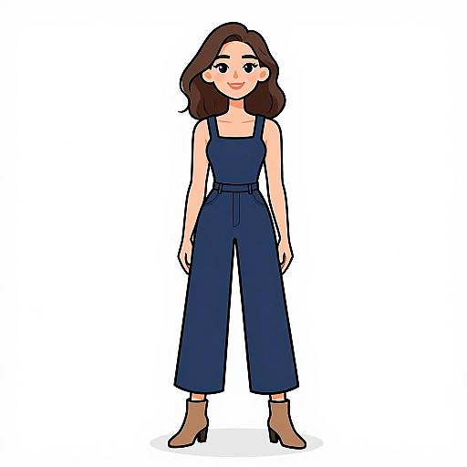 Chic Woman in Navy Jumpsuit