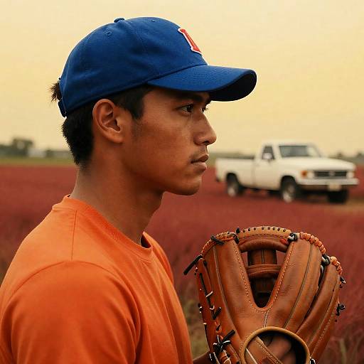 Intense Profile of a Man with Glove