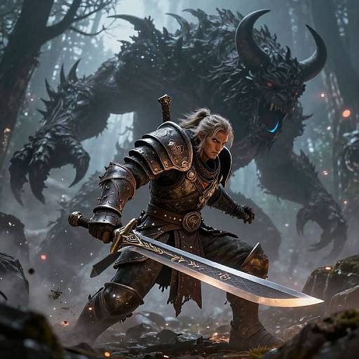 Fierce DND Monster Hunter in Fantasy Forest