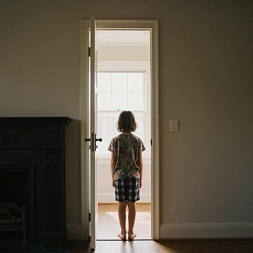 Child in Bright Doorway Scene