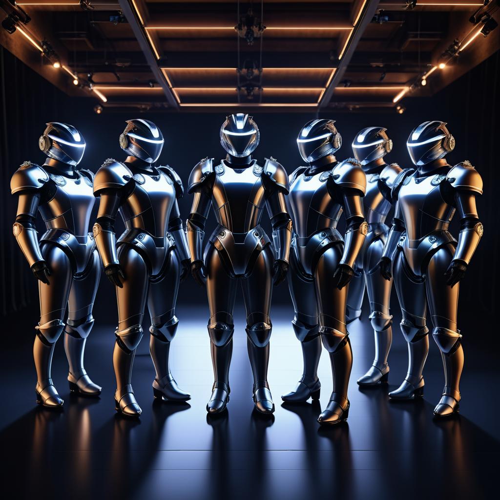 Epic Portrait of Robotic Warriors in Armor