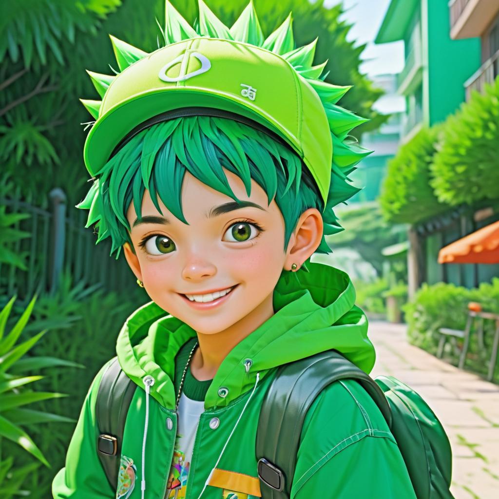 Vibrant Art of Gon Freecss Smiling