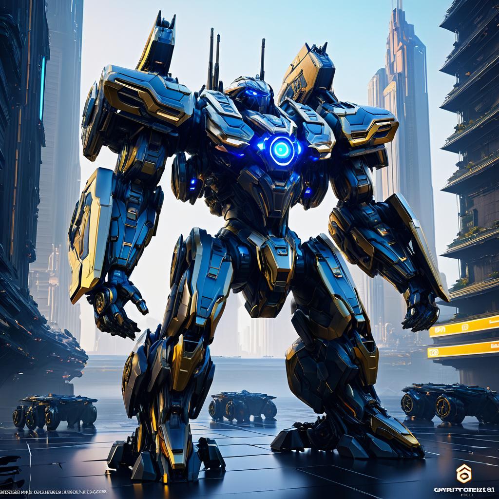 Epic Cybernetic Guardian Mech Illustration