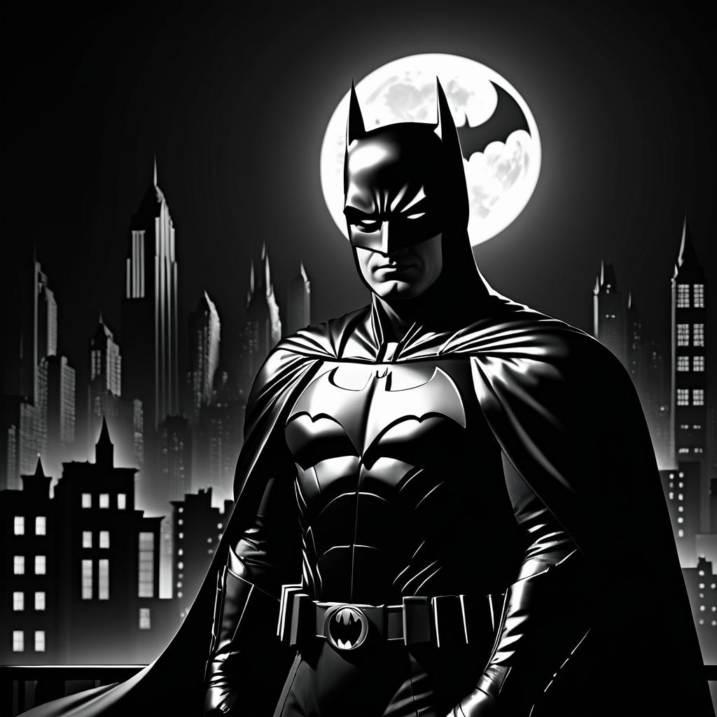 Noir Batman Against a Moonlit City