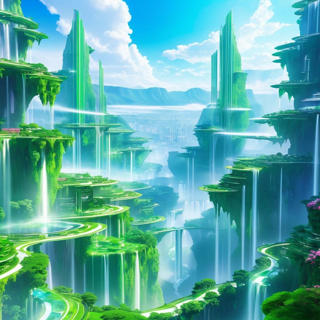 Lush Futuristic Cityscape in a Valley