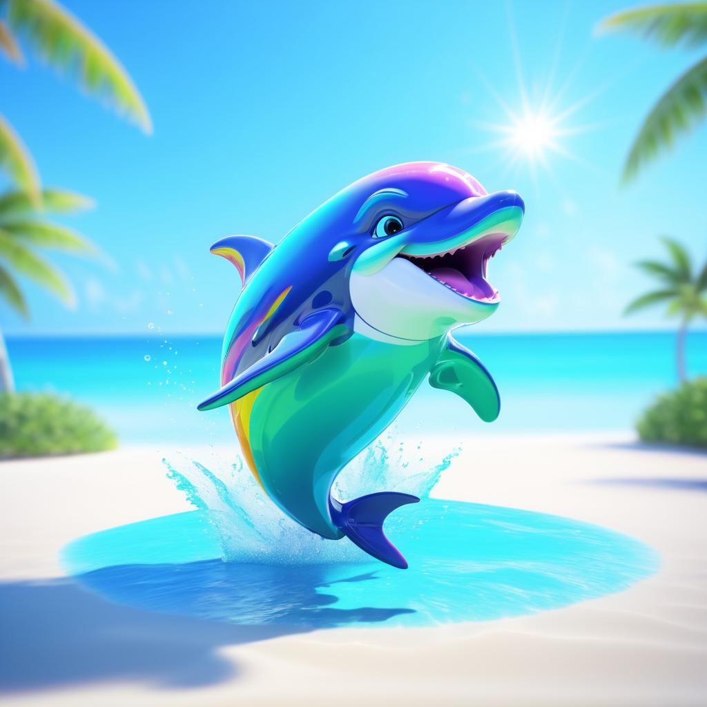 Vibrant Dolphin Jumping Cartoon Animation