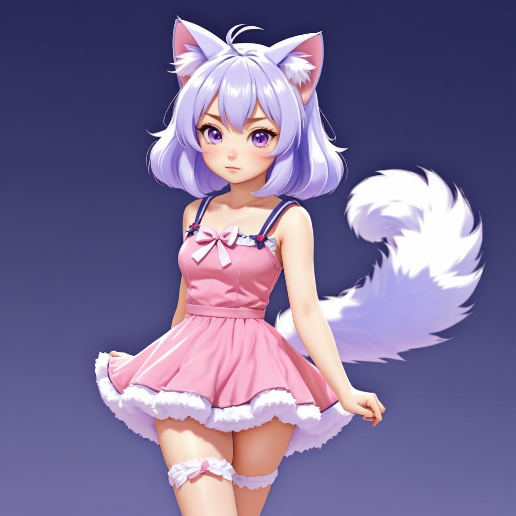 Charming Catgirl Portrait in Anime Style