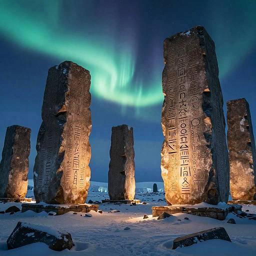 Ancient Antarctic Ruins with Aurora
