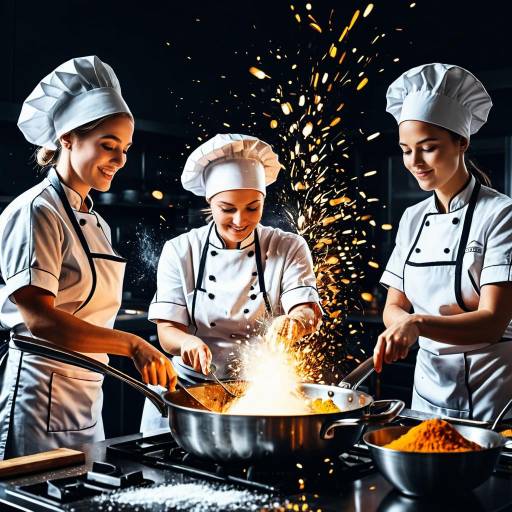 Female Chefs Cooking with Vibrant Spice Explosion