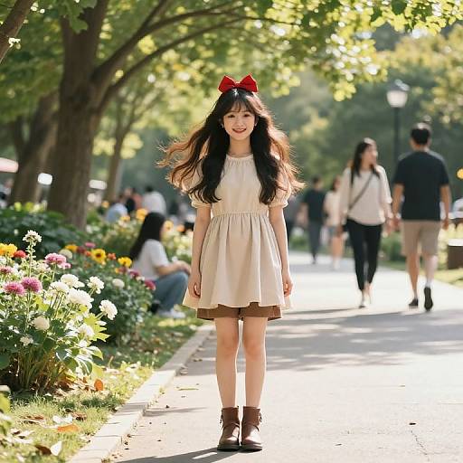 Confident Girl in Sunny Park Scene