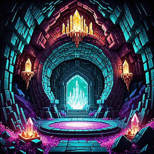 Glowing Crystal Cavern Portal Illustration