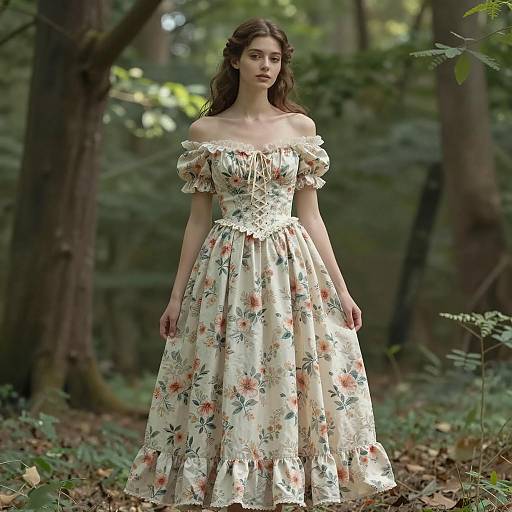 Enchanting Victorian Woman in Lush Forest