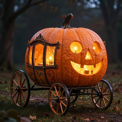 Enchanted Pumpkin Carriage Illustration