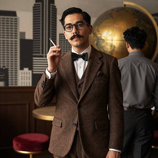 Vintage Man in Tweed Suit and Bow Tie