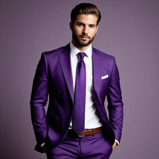 Man in Purple Suit with Polka Dot Tie