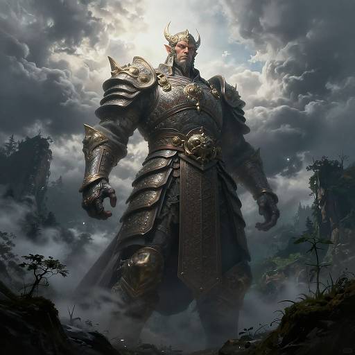 Fantasy Giant Warrior in Mystic Forest
