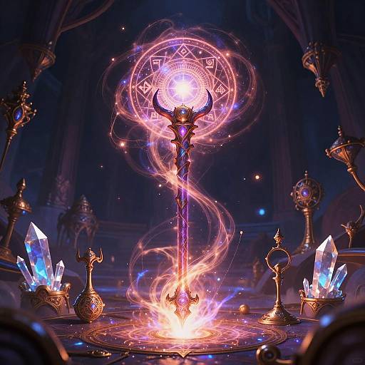 Arcane Energy Around Sorcerer's Staff