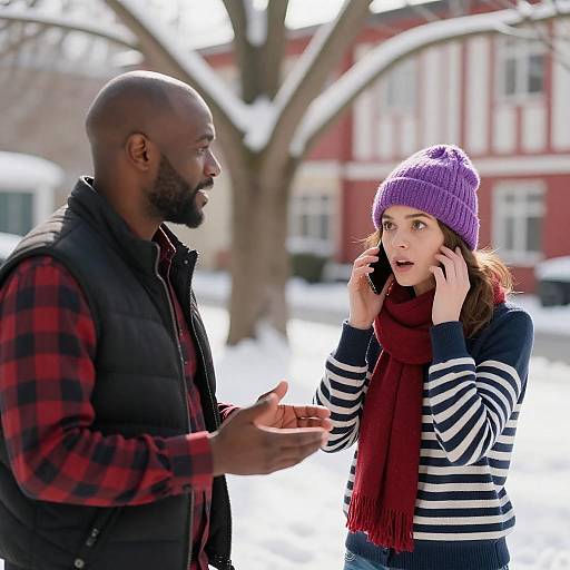 Winter Outdoor Conversation Between Two People