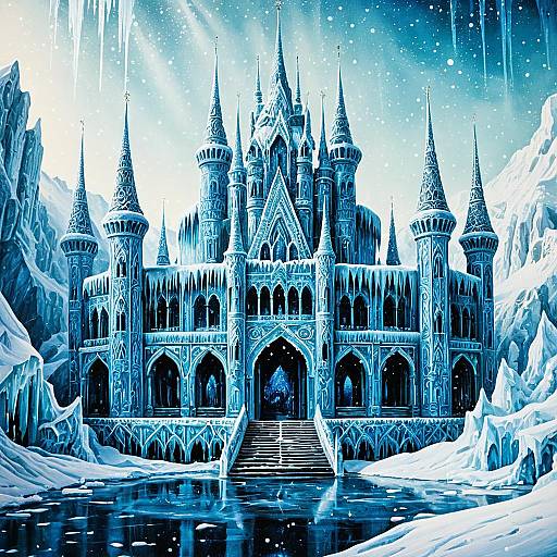 Shimmering Ice Palace Fantasy Painting