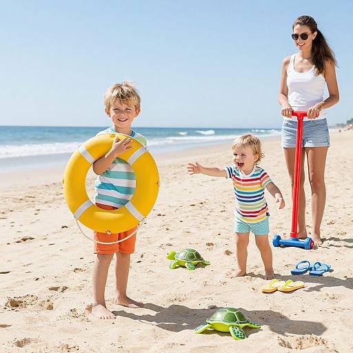 Happy Family Beach Day Fun