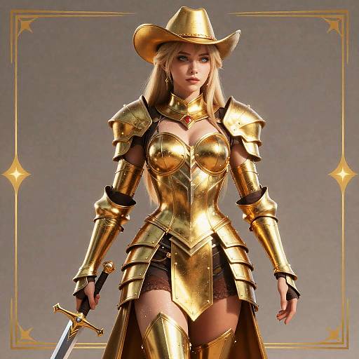 Ultra-Detailed Golden Armor Girl