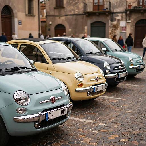 Vintage Fiat Showcase in Historic Square