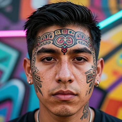 Neon Mexican Tattooed Portrait
