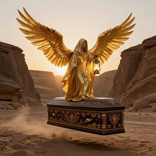 Ethereal Cloaked Figure in Canyon