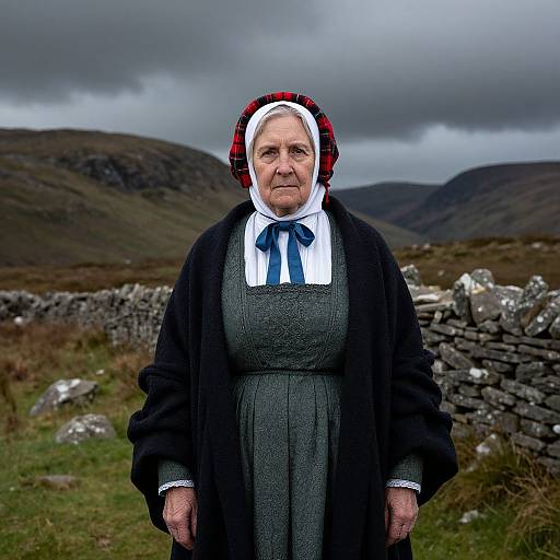 Elderly Scottish Woman in Historic Attire