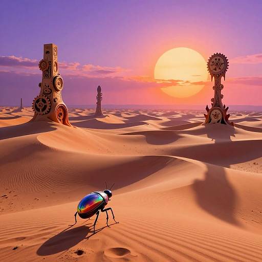 Surreal Desert Dreamscape with Primordial Towers