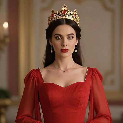 Regal Queen Esther in Red Dress
