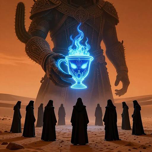 Neon Ritual of the Desert Colossus