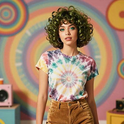 70s Retro Model in Patrick Nagel Style